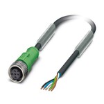 Kabel czujnika/urządzenia wykonawczego, 5-bieg., PCW, czarny RAL 9005, wolny koniec przewodu, na Gniazdo proste M12, kodowanie: A, długość kabla: 1,5 m