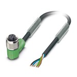Kabel czujnika/urządzenia wykonawczego, 5-bieg., PCW, czarny RAL 9005, wolny koniec przewodu, na Gniazdo kątowy M12, kodowanie: A, długość kabla: 1,5 m