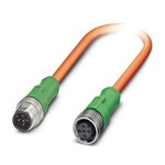 Kabel czujnika/urządzenia wykonawczego, 5-bieg., PUR bez halogenów, odporne na krople metalu, pomarańczowy RAL 2003, Wtyki proste M12, kodowanie: A, na Gniazdo proste M12, kodowanie: A, długość kabla: 1 m, do robotów i łańcuchów kablowych