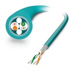 Produkt na metry, Kabel do transmisji danych, Ethernet CAT5 (100 Mbit/s), ekranowany, PUR bez halogenów, morski RAL 5021, 4-żyłowy (2x2xAWG26/7, SF/UTP), kolor pojedynczych żył: białopomarańczowy-pomarańczowy, białozielony-zielony, długość kabla: 100 m