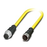 Kabel czujnika/urządzenia wykonawczego, 8-bieg., PCW, żółty, Wtyki proste M12, kodowanie: A, na Gniazdo proste M12, kodowanie: A, długość kabla: 20 m