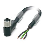 Kabel mocy, 3-bieg., PUR, czarny, wolny koniec przewodu, na Gniazdo kątowy M12, kodowanie: S, długość kabla: 3 m, do prądu przemiennego do 16 A/230 V