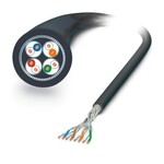Produkt na metry, Kabel do transmisji danych, Ethernet CAT7 (10 Gb/s), ekranowany, PE-X bez halogenów, czarny, 8-żyłowy (4x2xAWG26/7. S/FTP), kolor pojedynczych żył: biało-niebieskie, biało-pomarańczowe, biało-zielone, biało-brązowe, długość kabla: 100 m