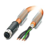 Kabel mocy, 4-bieg., PUR bez halogenów, pomarańczowy RAL 2003, ekranowany (Advanced Shielding Technology), wolny koniec przewodu, na Gniazdo proste M12, kodowanie: S, długość kabla: 10 m, do prądu przemiennego do 12 A/690 V