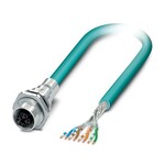 Złącze wtykowe urządzeń ścianki tylnej, Ethernet CAT6subA/sub (10 Gb/s) CAT6subA/sub, 8-bieg., Gniazdo, proste, M12-SPEEDCON, X-kodowanie, na wolny koniec przewodu, Szyna magistrali, długość kabla: 0,5 m, Do zastosowań w kolejnictwie, ten artykuł powinien być wolny od ołowiu od 2 kw. 2026 r. zgodnie z RoHS II bez wyjątku 6c (Pb 0,1%), alternatywa bezołowiowa jest dostępna z wyprzedzeniem na żądanie
