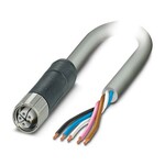 Kabel mocy, 5-bieg., PUR bez halogenów, szary RAL 7001, wolny koniec przewodu, na Gniazdo proste M12, kodowanie: L, długość kabla: 3 m, do prądu stałego do 12 A / 63 V