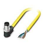 Kabel czujnika/urządzenia wykonawczego, 5-bieg., PCW, żółty, Wtyki kątowy M12, kodowanie: A, na wolny koniec przewodu, długość kabla: 5 m