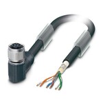Kabel systemowy magistrali, VARAN (100 Mbit/s), 6-bieg., SANTOPRENE bez halogenów/TPE bez halogenów, czarny RAL 9005, ekranowany, wolny koniec przewodu, na Gniazdo kątowy M12 SPEEDCON, kodowanie: A, długość kabla: 10 m