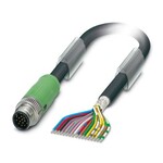 Kabel czujnika/urządzenia wykonawczego, 17-bieg., PUR/PCW, czarny RAL 9005, ekranowany, Wtyki proste M12 SPEEDCON, kodowanie: A, na wolny koniec przewodu, długość kabla: 10 m