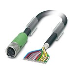 Kabel czujnika/urządzenia wykonawczego, 17-bieg., PUR/PCW, czarny RAL 9005, ekranowany, wolny koniec przewodu, na Gniazdo proste M12 SPEEDCON, kodowanie: A, długość kabla: 1,5 m
