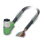 Kabel czujnika/urządzenia wykonawczego, 12-bieg., PUR bez halogenów, czarny RAL 9005, wolny koniec przewodu, na Gniazdo kątowy M12 SPEEDCON, kodowanie: A, długość kabla: 1,5 m