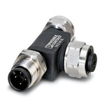 Rozdzielacz T, FOUNDATION Fieldbus, PROFIBUS PA, 4-bieg., nieekranowany, Wtyki proste M12, kodowanie: A, na Gniazdo proste M12, kodowanie: A i Gniazdo proste M12, kodowanie: A, rozdzielacz równoległy