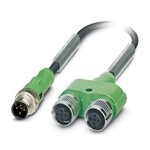 Kabel czujnika/urządzenia wykonawczego, 4-bieg., PUR bez halogenów, czarno-szary (RAL 7021), Wtyki proste M12 SPEEDCON, kodowanie: A, na Gniazdo proste M12 SPEEDCON, kodowanie: A i Gniazdo proste M12 SPEEDCON, kodowanie: A, długość kabla: 0,3 m
