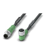 Kabel czujnika/urządzenia wykonawczego, 4-bieg., PCW, czarny RAL 9005, Wtyki proste M12, kodowanie: A, na Gniazdo kątowy M12, kodowanie: A, długość kabla: 10 m