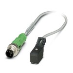 Kabel czujnika/urządzenia wykonawczego, 2-bieg., PUR, szary RAL 7001, Wtyki proste M12 SPEEDCON, kodowanie: A, z 1 LED, na Wtyk zaworowy Festo ZC, z 1 LED, Układ: Układ ochronny i obniżenie prądu utrzymania, długość kabla: 0,3 m