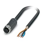 Kabel czujnika/urządzenia wykonawczego, 4-bieg., PE-X/PE-X bez halogenów, czarno-szary (RAL 7021), ekranowany, wolny koniec przewodu, na Gniazdo proste M12, kodowanie: A, długość kabla: 10 m, do zastosowań na zewnątrz, z zakotwiczonym radełkiem ze stali szlachetnej