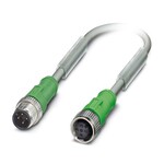 Kabel czujnika/urządzenia wykonawczego, 4-bieg., PUR bez halogenów, odporny na iskry spawalnicze, bardzo giętki, szary RAL 7001, Wtyki proste M12, kodowanie: A, na Gniazdo proste M12, kodowanie: A, długość kabla: 0,3 m, do robotów i łańcuchów kablowych