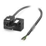Kabel z podwójnym wtykiem zaworowym, 4-bieg., PUR/PCW, czarny, wolny koniec przewodu, na Wtyk zaworowy A, z 1 LED, Układ: dioda Zenera i Wtyk zaworowy A, z 1 LED, Układ: dioda Zenera, długość kabla: 3 m, odstęp miedzy wtykami zaworu: 0,15 m