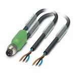 Kabel czujnika/urządzenia wykonawczego, 3-bieg., PUR bez halogenów, czarno-szary (RAL 7021), Wtyki proste M8, kodowanie: A, na wolny koniec przewodu i wolny koniec przewodu, długość kabla: 3 m