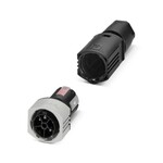 Złącze, rodzaj przyłącza: Zacisk typu push-lock, liczba biegunów: 4+FE, Pin, 0,5 mmsup2/sup ... 2,5 mmsup2/sup, 600 V, 17,5 A, PA, czarny, kodowanie: F, zewnętrzna średnica przewodu: 7 mm ... 11 mm i 11 mm ... 16 mm