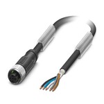Kabel czujnika/urządzenia wykonawczego, 5-bieg., PUR bez halogenów, czarno-szary (RAL 7021), ekranowany (Advanced Shielding Technology), wolny koniec przewodu, na Gniazdo proste M12, kodowanie: A, długość kabla: 5 m