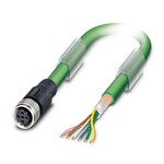 Kabel systemowy magistrali, INTERBUS (16 Mbit/s), 5-bieg., PUR bez halogenów, zieleń majowa RAL 6017, ekranowany, wolny koniec przewodu, na Gniazdo proste M12, kodowanie: B, długość kabla: 15 m