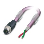 Kabel systemowy magistrali, PROFIBUS (12 Mbit/s), 2-bieg., PUR bez halogenów, fioletowy RAL 4001, ekranowany, Wtyki proste M12, kodowanie: B, na wolny koniec przewodu, długość kabla: 15 m