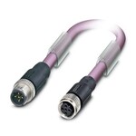 Kabel systemowy magistrali, PROFIBUS (12 Mbit/s), 2-bieg., PUR bez halogenów, fioletowy RAL 4001, ekranowany, Wtyki proste M12, kodowanie: B, na Gniazdo proste M12, kodowanie: B, długość kabla: 1 m