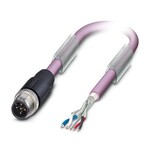 Kabel systemowy magistrali, CANopen®, DeviceNet™, 5-bieg., PUR bez halogenów, fioletowy RAL 4001, ekranowany, Wtyki proste M12, kodowanie: A, na wolny koniec przewodu, długość kabla: 0,5 m