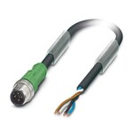 Kabel czujnika/urządzenia wykonawczego, 4-bieg., PUR, czarno-szary (RAL 7021), Wtyki proste M12, kodowanie: A, na wolny koniec przewodu, długość kabla: 2 m