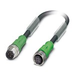 Kabel czujnika/urządzenia wykonawczego, 4-bieg., PUR, czarno-szary (RAL 7021), Wtyki proste M12, kodowanie: A, na Gniazdo proste M12, kodowanie: A, długość kabla: 10 m