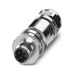 Złącze do transmisji danych, Ethernet CAT5 (100 Mbit/s), 4-bieg., ekranowany, Wtyki proste M12, kodowanie: D, Przyłącze śrubowe, elementy gwintowane: Mosiądz, niklowany, dławnica kablowa Pg7, zewnętrzna średnica przewodu 4 mm ... 6 mm