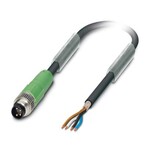 Kabel czujnika/urządzenia wykonawczego, 4-bieg., PUR bez halogenów, czarno-szary (RAL 7021), ekranowany, Wtyki proste M8, kodowanie: A, na wolny koniec przewodu, długość kabla: 10 m