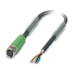 Kabel czujnika/urządzenia wykonawczego, 4-bieg., PUR bez halogenów, czarno-szary (RAL 7021), ekranowany, wolny koniec przewodu, na Gniazdo proste M8, kodowanie: A, długość kabla: 1,5 m