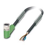 Kabel czujnika/urządzenia wykonawczego, 4-bieg., PUR bez halogenów, czarno-szary (RAL 7021), ekranowany, wolny koniec przewodu, na Gniazdo kątowy M8, kodowanie: A, długość kabla: 1,5 m