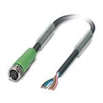 Kabel czujnika/urządzenia wykonawczego, 6-bieg., PUR bez halogenów, czarno-szary (RAL 7021), wolny koniec przewodu, na Gniazdo proste M8, kodowanie: A, długość kabla: 1,5 m
