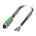 Kabel czujnika/urządzenia wykonawczego, 6-bieg., PUR bez halogenów, czarno-szary (RAL 7021), ekranowany, Wtyki proste M8, kodowanie: A, na wolny koniec przewodu, długość kabla: 3 m