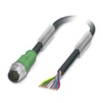 Kabel czujnika/urządzenia wykonawczego, 8-bieg., PUR bez halogenów, czarno-szary (RAL 7021), Wtyki proste M12, kodowanie: A, na wolny koniec przewodu, długość kabla: 10 m
