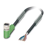 Kabel czujnika/urządzenia wykonawczego, 6-bieg., PUR bez halogenów, czarno-szary (RAL 7021), ekranowany, wolny koniec przewodu, na Gniazdo kątowy M8, kodowanie: A, długość kabla: 10 m