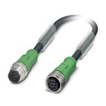Kabel czujnika/urządzenia wykonawczego, 8-bieg., PUR bez halogenów, czarno-szary (RAL 7021), Wtyki proste M12, kodowanie: A, na Gniazdo proste M12, kodowanie: A, długość kabla: 3 m
