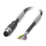 Kabel czujnika/urządzenia wykonawczego, 8-bieg., PUR bez halogenów, czarno-szary (RAL 7021), ekranowany (Advanced Shielding Technology), Wtyki proste M12, kodowanie: A, na wolny koniec przewodu, długość kabla: 1,5 m
