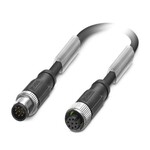 Kabel czujnika/urządzenia wykonawczego, 8-bieg., PUR bez halogenów, czarno-szary (RAL 7021), ekranowany (Advanced Shielding Technology), Wtyki proste M12, kodowanie: A, na Gniazdo proste M12, kodowanie: A, długość kabla: 0,3 m