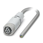 Przewód połączeniowy/ Zacisk typu push-lock, liczba biegunów: 2+PE, Gniazdo, 450 V, 16 A, PA, jasnoszary, kodowanie: P, 2,5 mmsup2/sup, długość przewodów: 0,5 m, Gniazdo proste, na wolny koniec przewodu