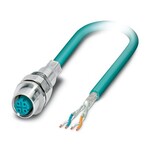 Wtykowe złącze urządzeń ścianki przedniej, Ethernet CAT5 (100 Mbit/s), 4-bieg., Gniazdo, proste, M12, D-kodowanie, na wolny koniec przewodu, Przyłącze kablowe, długość kabla: 0,5 m, ten artykuł powinien być wolny od ołowiu od 1 kw. 2027 r. zgodnie z RoHS II bez wyjątku 6c (Pb 0,1%), alternatywa bezołowiowa jest dostępna z wyprzedzeniem na żądanie
