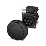 CHARX connect modular, Typ 2, Gniazdo stacji ładowania, 32 A , 480 V AC, Basic, Zestaw, bez pojedynczych przewodów, siłownik blokady: 12 V, 4-pinowe, kwadratowa, Montaż na tylnej ściance, Gwint M5, obudowa: czarny, z okrągłą klapką ochronną, do ładowania pojazdów elektrycznych (EV) prądem przemiennym (AC), Logo PHOENIX CONTACT, IEC 62196-2