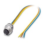 Wtykowe złącze urządzeń ścianki przedniej, PROFINET CAT5 (IEC 11801:2002), 4-bieg., Gniazdo, proste, M12-SPEEDCON, D-kodowanie, na wolny koniec przewodu, Skrętki jednożyłowe, długość kabla: 0,5 m, 0,34 mmsup2/sup, skrętka TPE, zalewane, Artykuł nie zawiera ołowiu zgodnie z dyrektywą RoHS II bez wyjątku 6c (Pb 0,1 %)