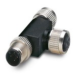Rozdzielacz T, CC-Link, 4-bieg., nieekranowany, Wtyki proste M12, kodowanie: A, na Gniazdo proste M12, kodowanie: A i Gniazdo proste M12, kodowanie: A, rozdzielacz równoległy