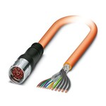 Wtyk kabla powlekany tworzywem sztucznym, zastosowanie: Hybrydowe, seria: KSH, M23-Gniazdo, prosty, zalewany, liczba biegunów: 4+4+4+PE, CAT5, 100 Mbit/s, rodzaj blokady: SPEEDCON, długość kabla: 5 m, ekranowany: tak, kolor płaszcza zewnętrznego: pomarańczowy RAL 2003, ten artykuł powinien być wolny od ołowiu od 2 kw. 2026 r. zgodnie z RoHS II bez wyjątku 6c (Pb 0,1%), alternatywa bezołowiowa jest dostępna z wyprzedzeniem na żądanie