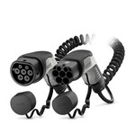 Przenośny kabel ładowania AC, 20 A trwale, 480 V AC, z wtykiem ładowania pojazdu i wtykiem stacji ładowania, kabel: 4 m, czarny, spiralna, z osłonką, obudowa: czarny, szary, Logo PHOENIX CONTACT, IEC 62196-2, do ładowania prądem przemiennym (AC) pojazdów elektrycznych (EV) z gniazdem ładowania pojazdu typu 2