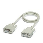 Konfekcjonowany kabel D-SUB ekranowany, 9-pinowy, elastyczny (7-drutowe żyły), kolor kabla RAL 7000 (szary), mocowany za pomocą gwintu 4-40 UNC, stopień ochrony IP20, głowica 1 z gniazdem Shell 1 i prostym odejściem kabla, głowica 2 z wtykiem Shell 1 i prostym odejściem kabla, długość: 2 m